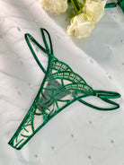 Luxe Green Metallic Foil Lace Lingerie Set