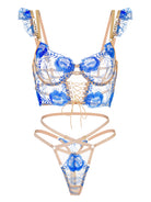 Enchanted Blue Blossom Lace Lingerie Set