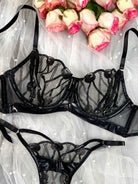 Exquisitely Crafted Midnight Black Lace Lingerie Set