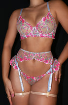 Fantasy Pink Bloom Embroidery Lingerie Set