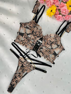 Leopard Flower Lace Lingerie Set