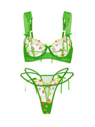 Summer Garden Green Floral Lace Lingerie Set