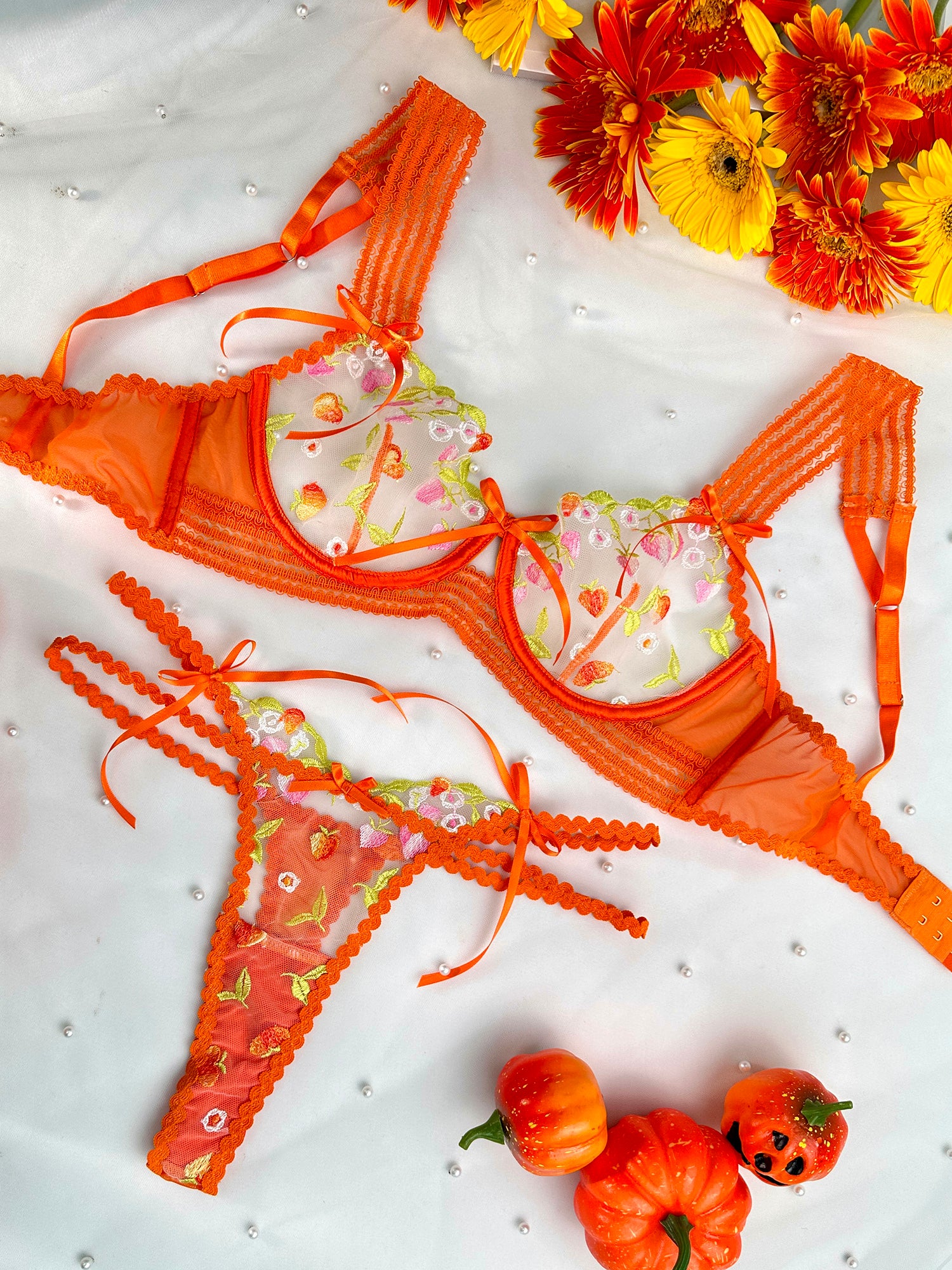 Sunny Meadow Floral Lace Lingerie Set