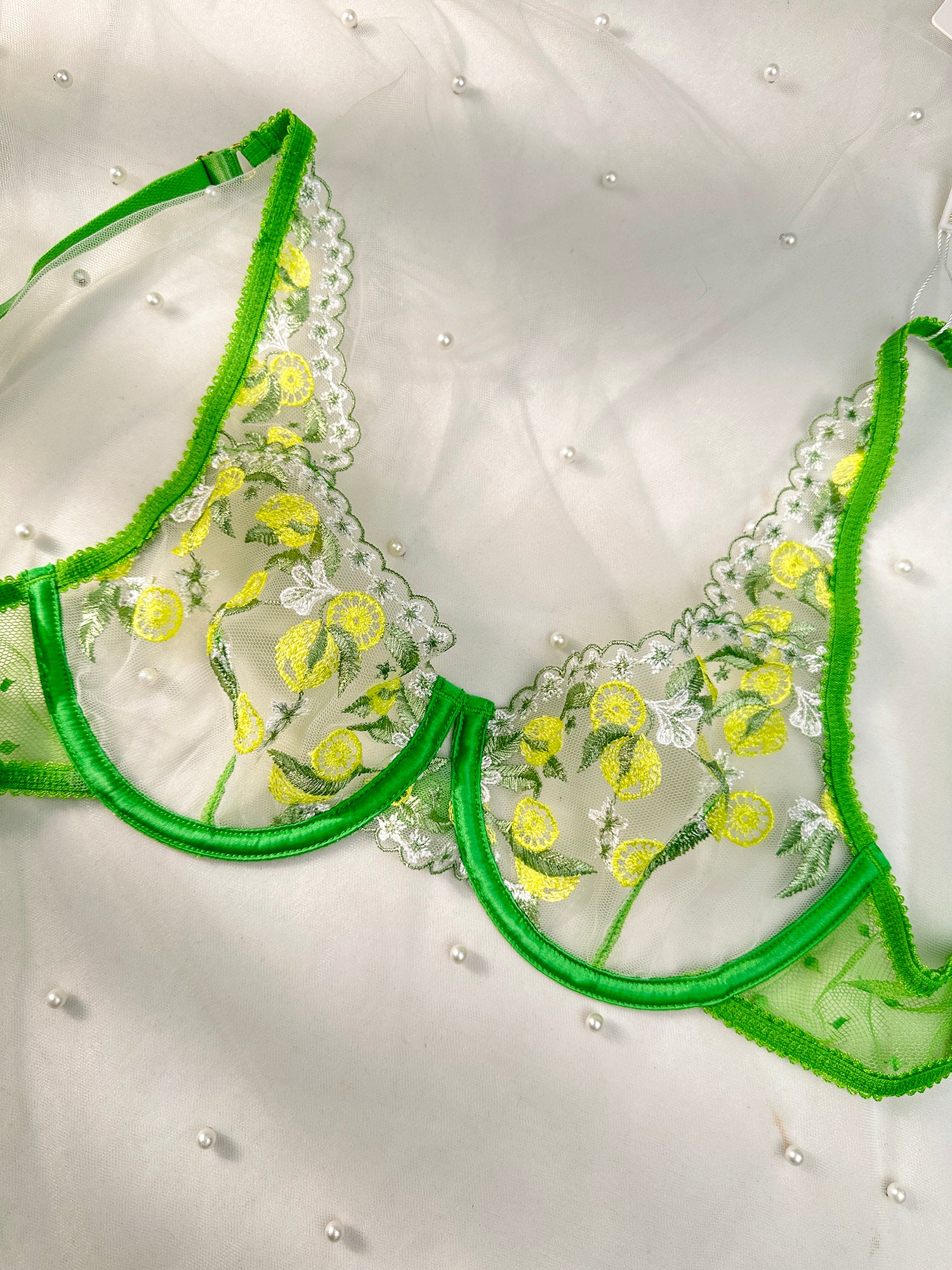 Fresh Lemon Embroidery Lingerie Set