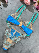 Vintage Peacock Blue Lingerie Set