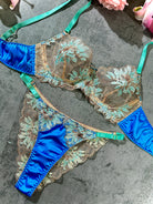 Vintage Peacock Blue Lingerie Set