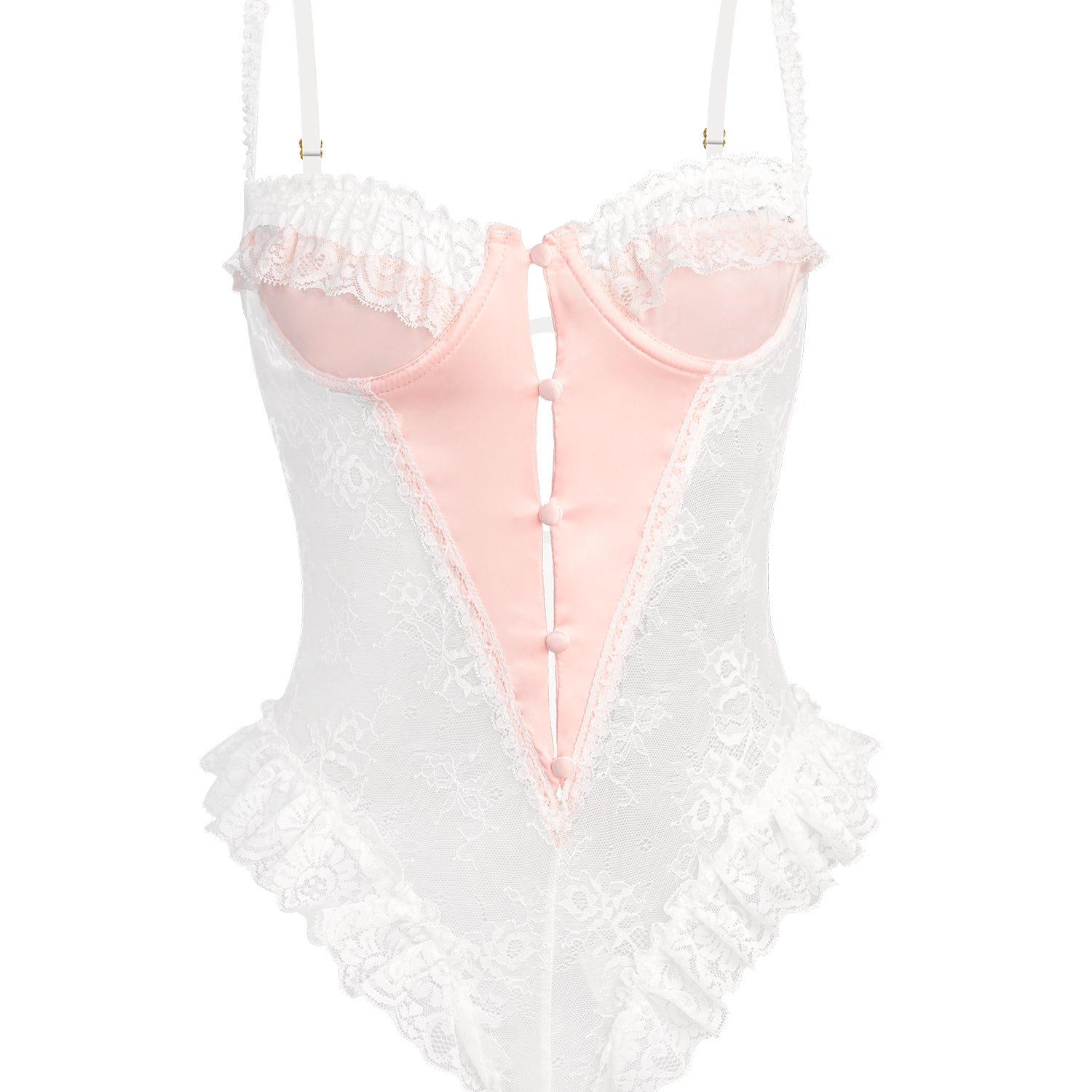 Pink&White Sexy Lace Bodysuit