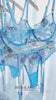Blue Floral Embroidery Pearl Chain Lingerie Set