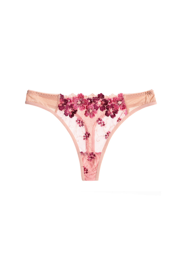 Red Flower Embroidery Mesh Thong Lingerie Underwear – Hello.LA.Girl